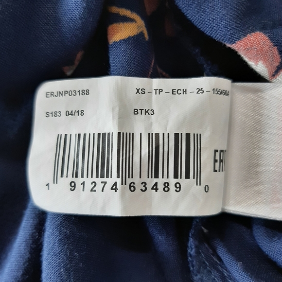 Roxy Peasant Blouse Top Blue Floral - Picture 8 of 9